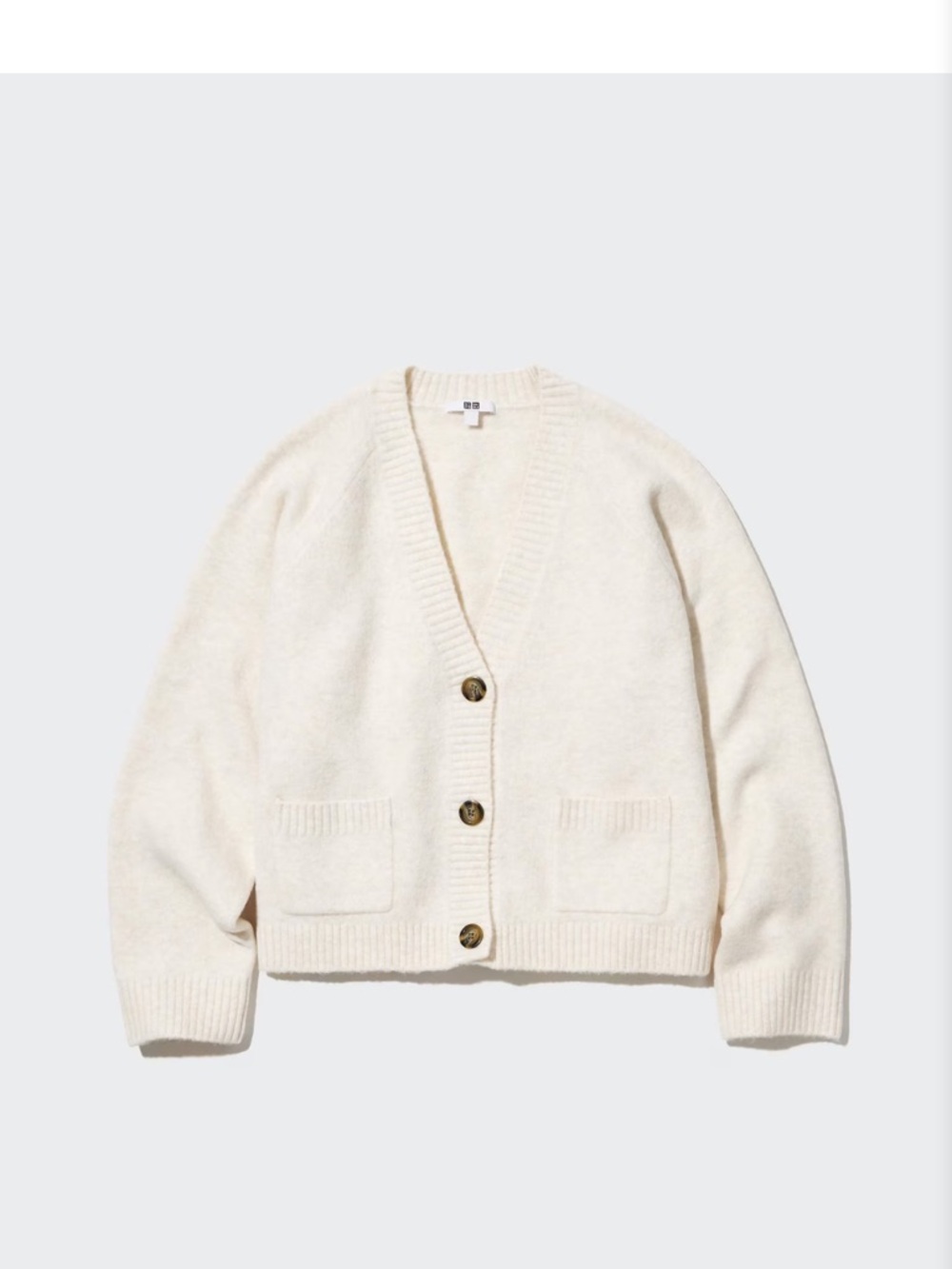 Uniqlo Women Soufflé Yarn Short Knit Long Slv Cardigan Sz Small , Off White